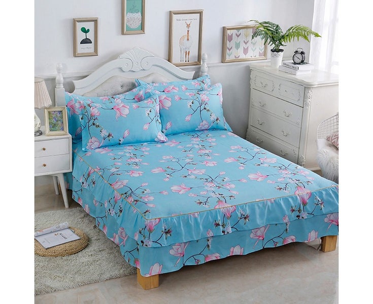 3pcs/set Ruffle-pleated Bed Skirt Bed Sheet Pillow Cases Breathable Bedding S Carousel 2