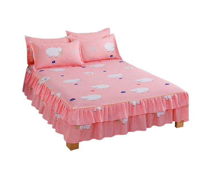 3pcs/set Ruffle-pleated Bed Skirt Bed Sheet Pillow Cases Breathable Bedding S Carousel 1