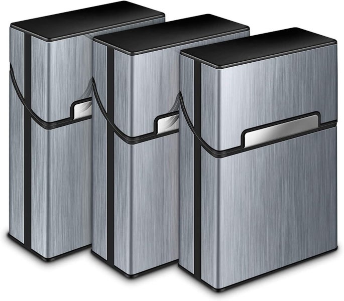 Cigarette Case, 3 Pieces Metal Cigarette Box With Magnetic Closure, Aluminum Carousel 1