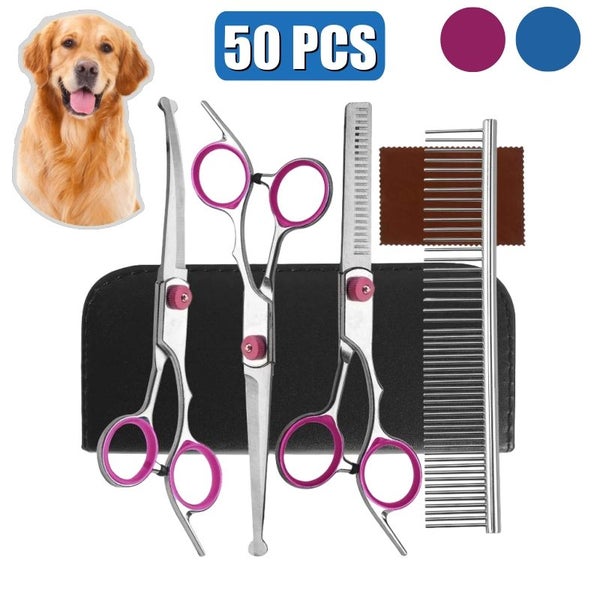 50PCS Pet Grooming Scissors Set with Comb – 5-in-1 for Dogs & Cats Carousel 1