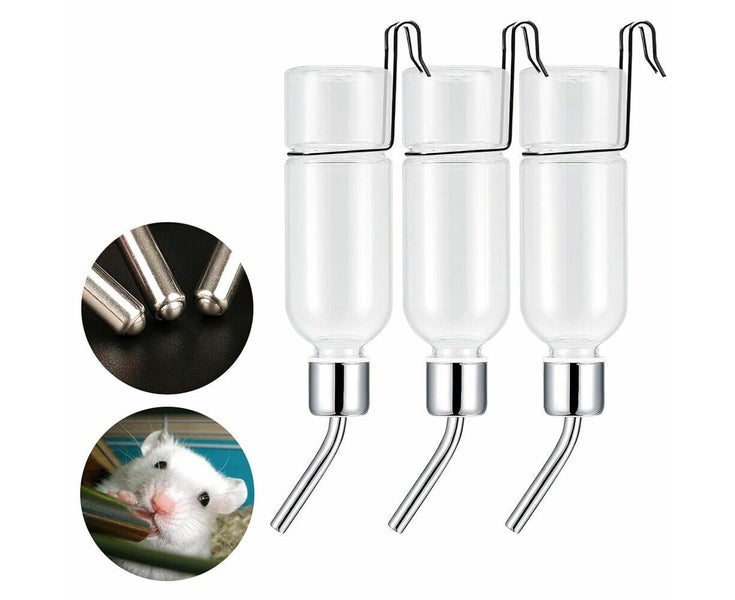 3PCS 350ml Pet Water Drinking Feeder Cage Hanging Bottle For Rabbit Hamster Carousel 1