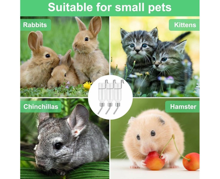 3PCS 350ml Pet Water Drinking Feeder Cage Hanging Bottle For Rabbit Hamster Carousel 2