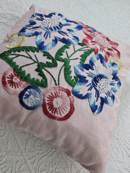 Hand Embroidered Pink Cushion x 1 Carousel 1