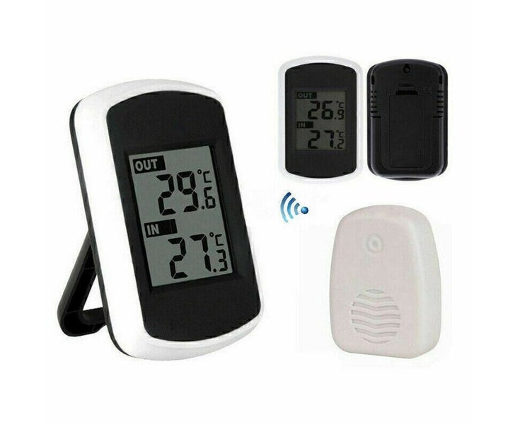 LCD digital weather station indoor outdoor thermometer wireless radio with ou Carousel 1