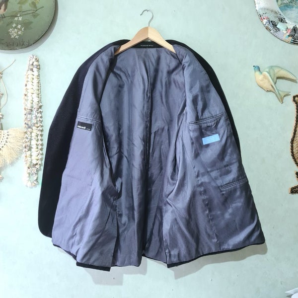 Rembrandt corduroy blazer mens medium in midnight blue pure cotton jacket Carousel 2