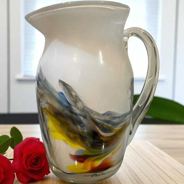 A Collector's Gem: Dalian Snowflake Swirl Glass Pitcher Carousel 1