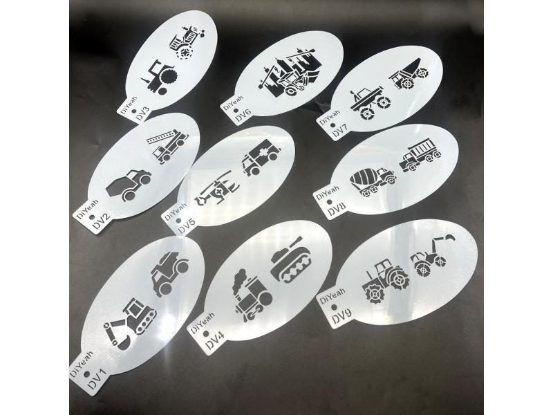 Face Body Paint Stencils Engineering Vehicle Excavator Dump Truck Mixer Truck Carousel 1