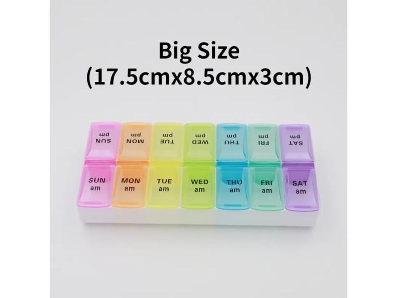 Weekly Portable Travel Pill Case 7 Days 14 Grids Storage Carousel 1