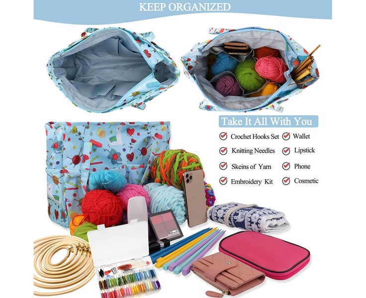 Craft Bag for Crochet Knitting Cross Stitch,Tote Bag for Embroidery Carousel 5