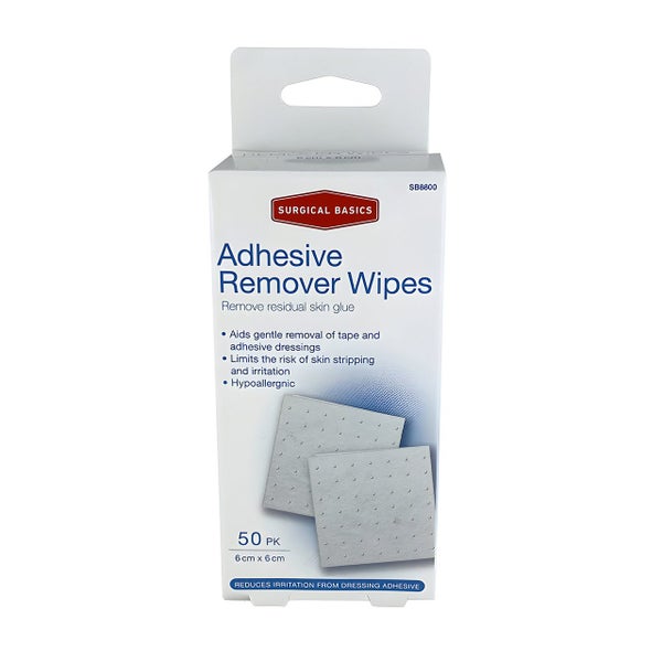 Surgical Basics Adhesive Remover Wipes (6 X 6cm) 50 Pack Carousel 1