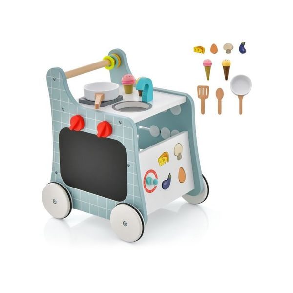 Toddler Push And Pull Walker With Play Kitchen Carousel 1