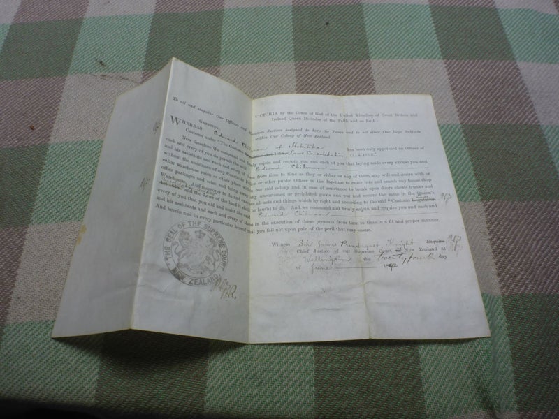 Stunning Old NZ Colonial Document 1892 Writ Of Assistance Hokitika New Zealand Carousel 2