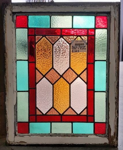 Beautiful Wooden Leadlight Sash In Kauri Frame H660 x W525 DR13861 Carousel 1