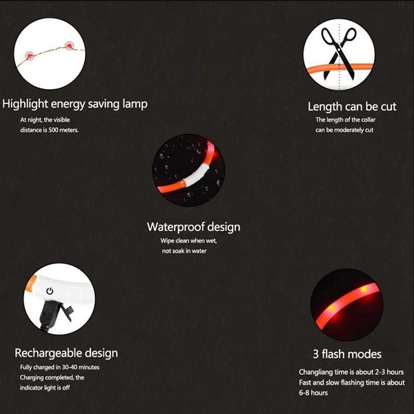 LED Flashing Dog Safety Collar S Carousel 6