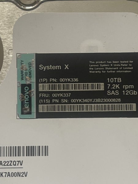 Lenovo 10TB 7.2K SAS 12G 3.5 HDD 00YK337 00YK336 Carousel 2