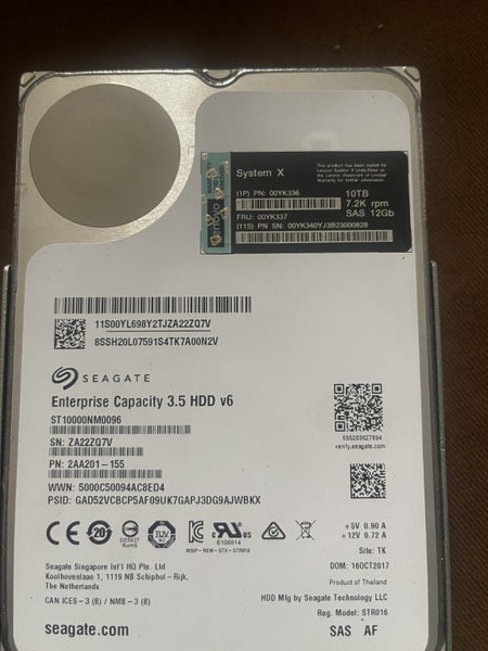 Lenovo 10TB 7.2K SAS 12G 3.5 HDD 00YK337 00YK336 Carousel 1
