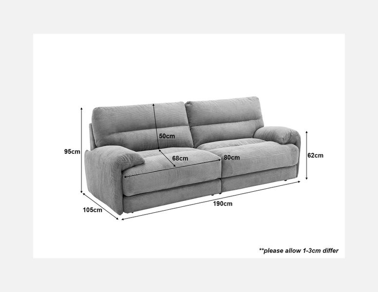 Corduroy Fabric Sofa 2 Seater Brown Carousel 5