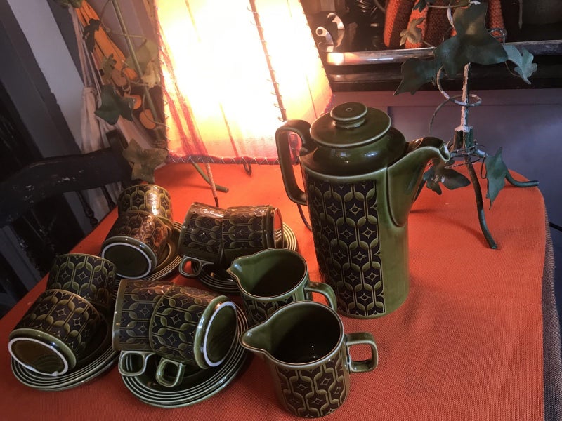 Hornsea coffee set and canastas- green Heirloom series62931719732354111