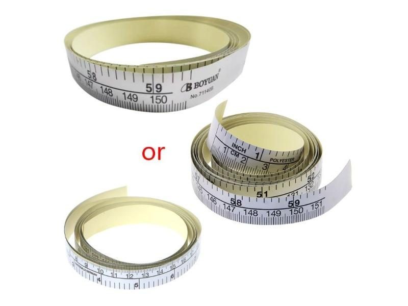 1Pc 90/151cm Self Adhesive Metric Measure Tape Vinyl Silver Ruler For Sewing Carousel 1