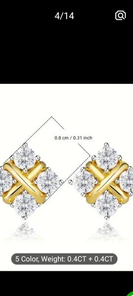 4 stone diamond lab earrings .18kt gold plated Carousel 2