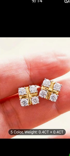 4 stone diamond lab earrings .18kt gold plated Carousel 3
