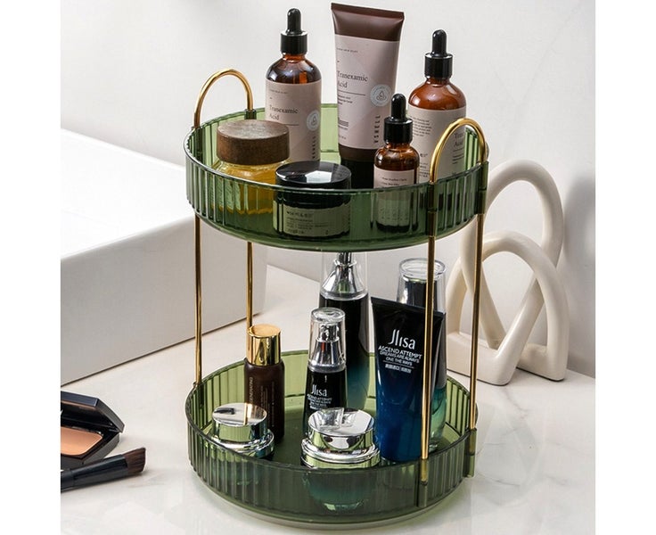 Two-layer Rotatable Makeup Organizer - Green Carousel 1