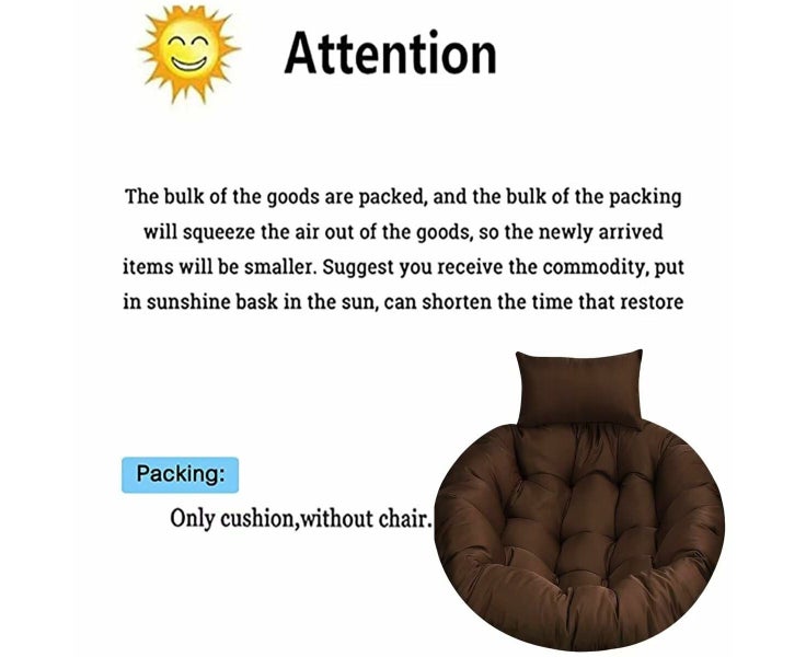 Round Swing Egg Chair Cushion Indoor/Outdoor Hammock Chair Cushion Large Hang Carousel 2