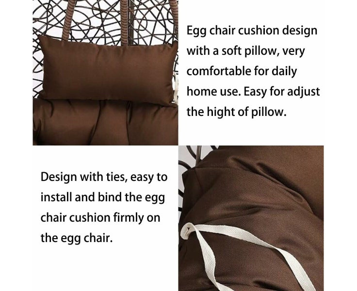 Round Swing Egg Chair Cushion Indoor/Outdoor Hammock Chair Cushion Large Hang Carousel 6