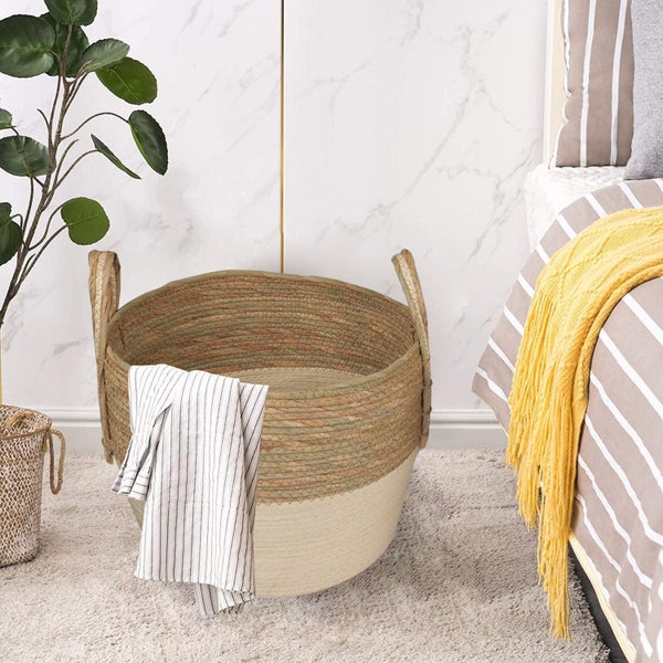 Hod Health & Home 3 Piece Cotton Rope Stripe Carry Handles Storage Baskets Set Carousel 2