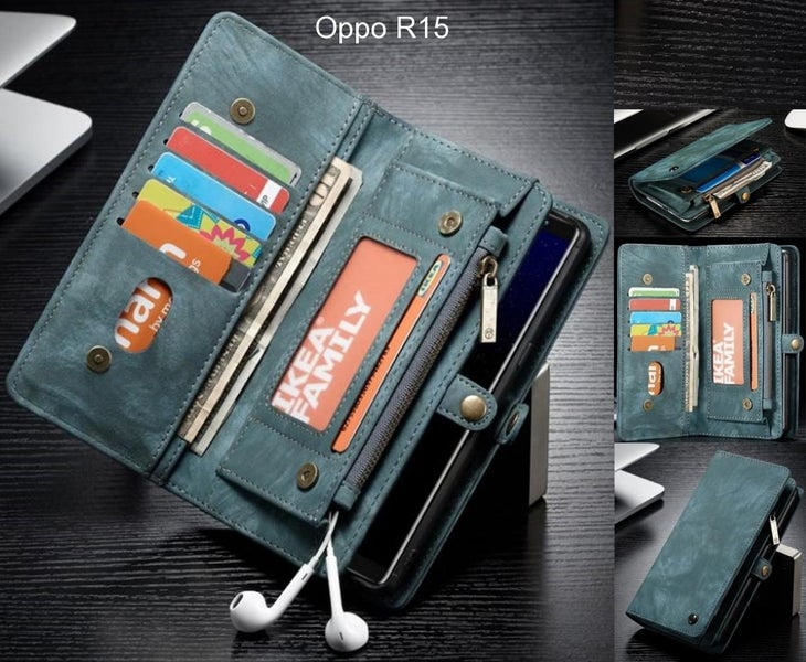 Oppo R15 Case Retro leather case multi cards cash pocket & zip Carousel 1
