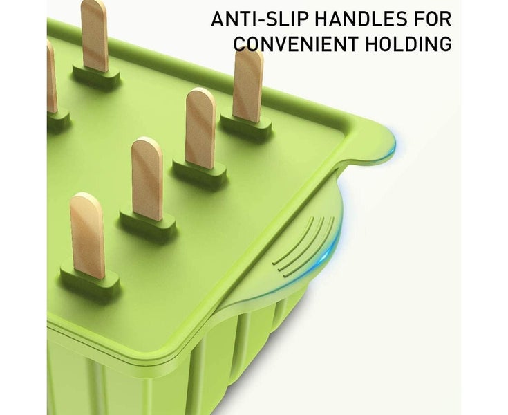 Reusable BPA Free Silicone Popsicle Molds with 50 Wooden Sticks (Green) Carousel 1