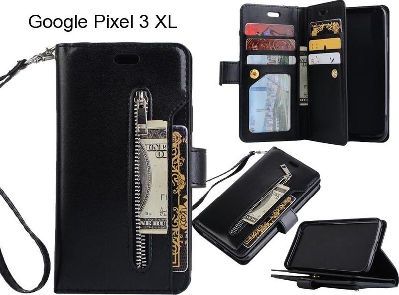 Google Pixel 3 XL case 10 cards slots wallet leather case with zip Carousel 1