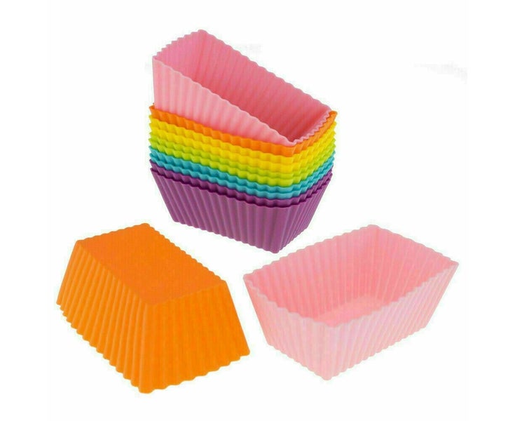 10PCS Silicone Cake Moulds Rectangle Reusable Muffin Cupcake Molds Baking Cup Carousel 1