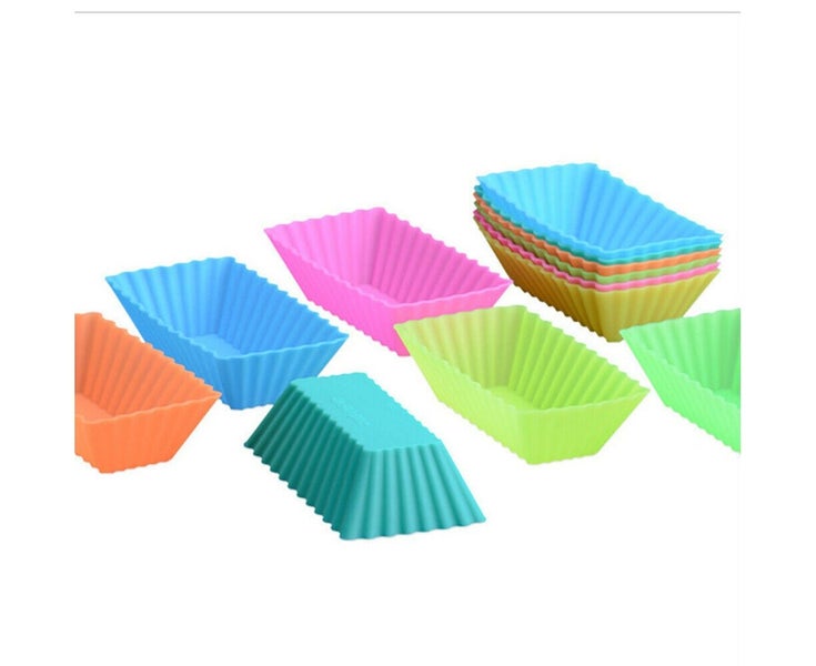 10PCS Silicone Cake Moulds Rectangle Reusable Muffin Cupcake Molds Baking Cup Carousel 2