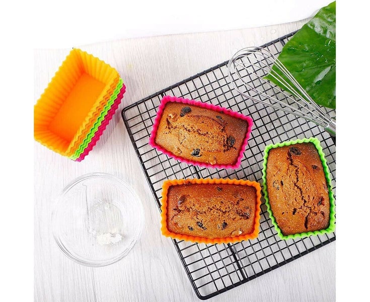 10PCS Silicone Cake Moulds Rectangle Reusable Muffin Cupcake Molds Baking Cup Carousel 5