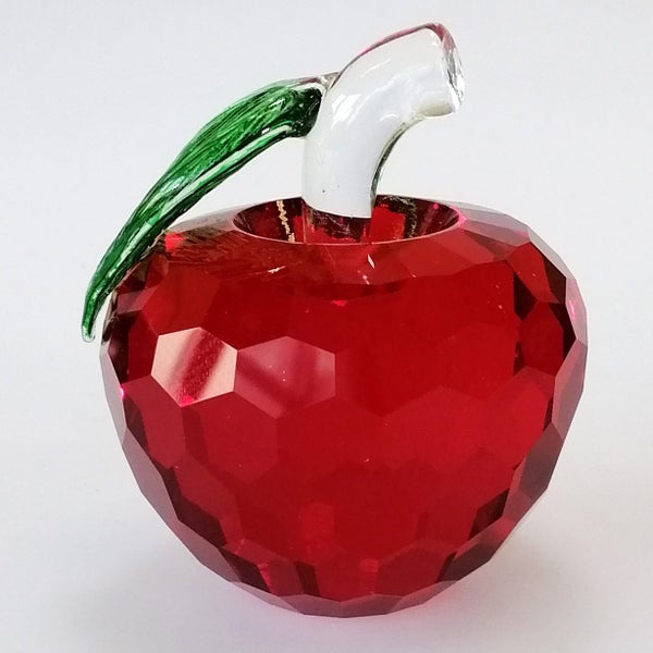 6cm Wide Cut Glass Apple - Red62990729997058111