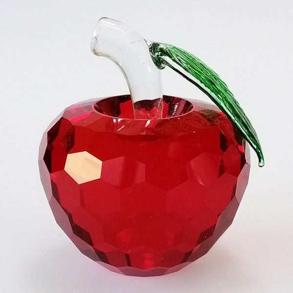 6cm Wide Cut Glass Apple - Red62990729997058112