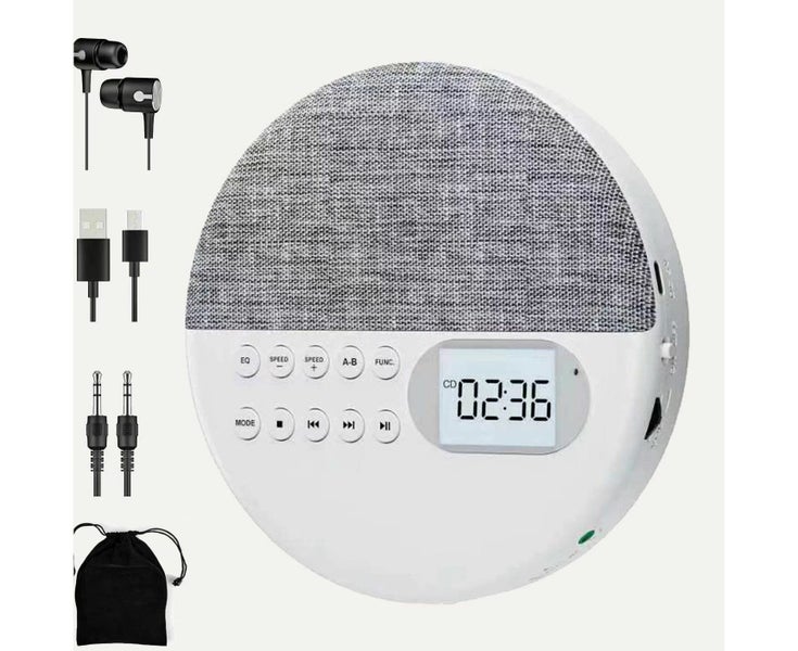 Portable CD Player Bluetooth with FM Radio, Rechargeable CD Player for Car wi Carousel 2