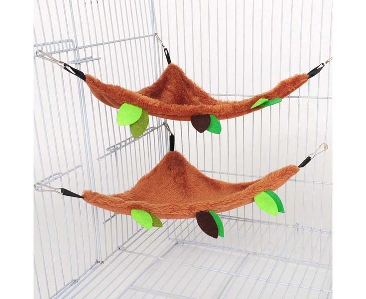 Miserwe 5pcs Hamster Hanging Cage Accessories Leaf Wood Hammock Ropeway Swing Carousel 2