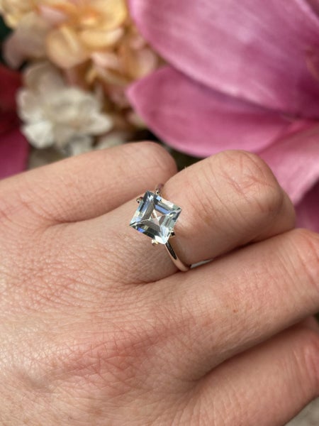 $1 RES ~ Buy Now $1440 ~ 1.49ct Aquamarine Princess Cut Carousel 1