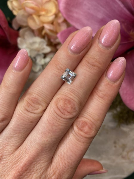$1 RES ~ Buy Now $1440 ~ 1.49ct Aquamarine Princess Cut Carousel 10