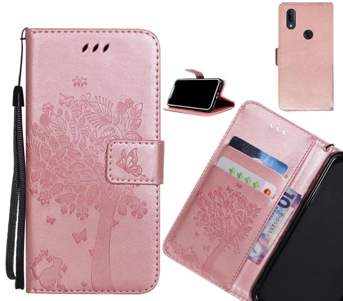 Alcatel 3v case leather wallet case embossed cat tree pattern