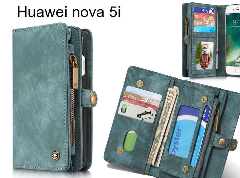 Huawei nova 5i Case Retro leather case multi cards cash pocket & zip Carousel 1