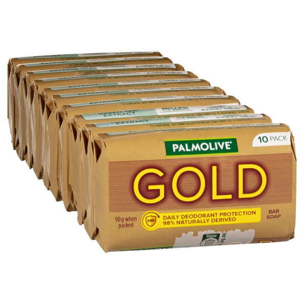 Palmolive Gold Bar Soap, 10 Pack x 90g, Daily Deodorant Protection Carousel 1