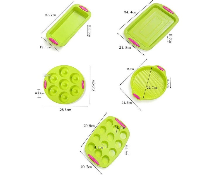 Silicone baking molds set, silicone cake mold, loaf pan, fruit base pan, roun Carousel 6