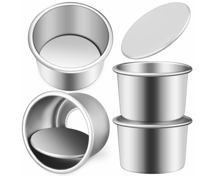 4 Pcs Aluminum Mini Molds Cake Cheesecake Pans Pancake Round Baking Carousel 1