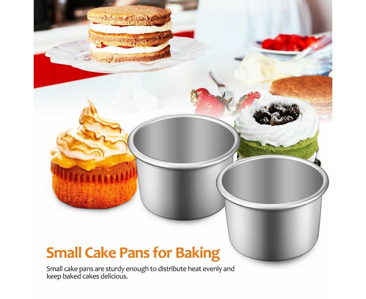 4 Pcs Aluminum Mini Molds Cake Cheesecake Pans Pancake Round Baking Carousel 2