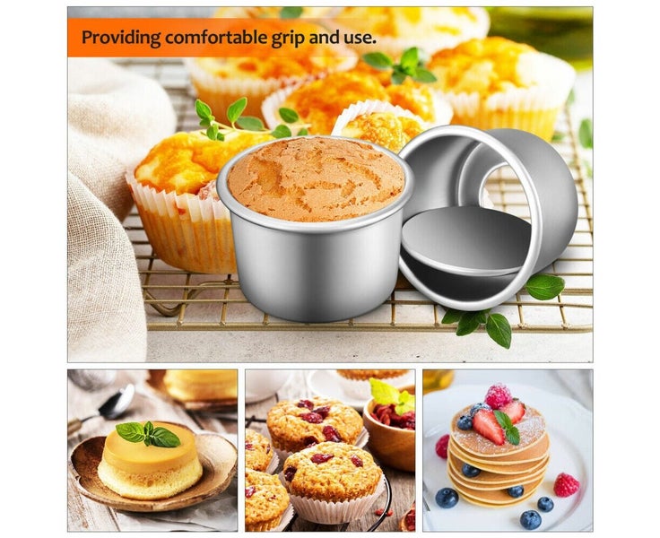 4 Pcs Aluminum Mini Molds Cake Cheesecake Pans Pancake Round Baking Carousel 8