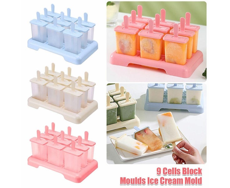 9 Cells Block Moulds Ice Cream Mold Icy Pole Jelly Pop Popsicle Maker Mould T Carousel 2