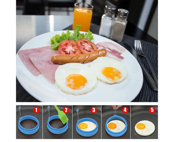 4 x Non Stick Ring Fried Egg Mould Frying Kitchen Crumpet Pancake Tortilla Cr Carousel 2